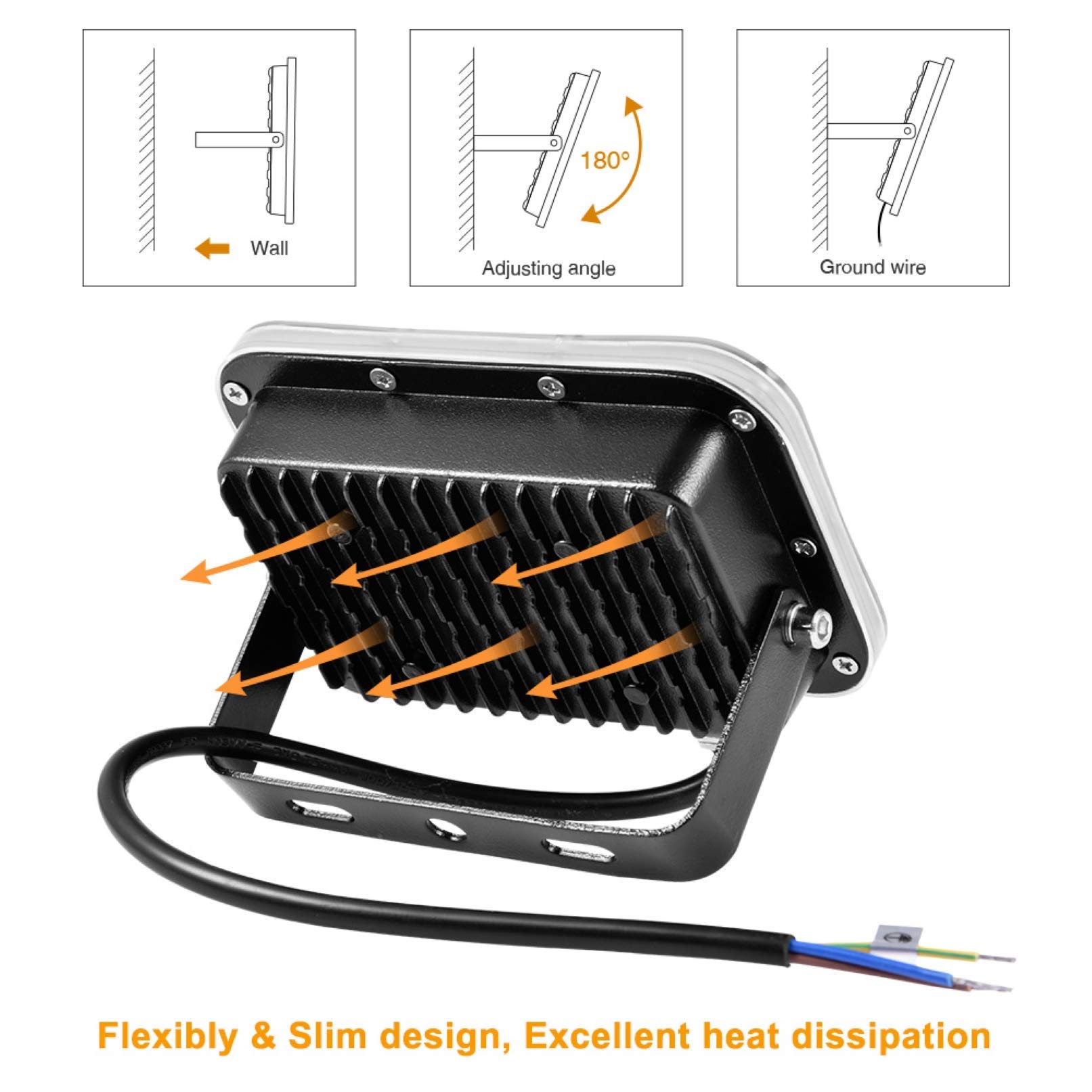 Zewnętrzny reflektor LED 20W Ip67 wodoszczelna lampa bezpieczeństwa 3200K / 6500K lampa ścienna do ogrodu super jasne oświetlenie robocze na podwórku Garaj