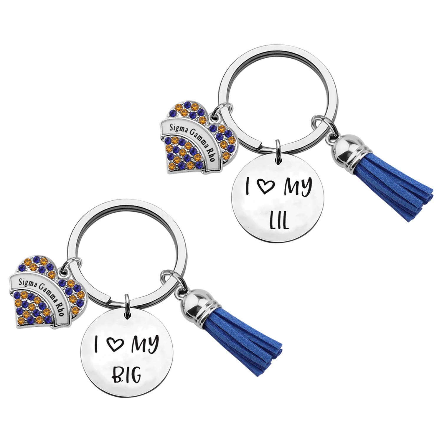 CENWA Sigma Gamma Rho Inspired Jewelry I Love My Big/Lil Keychain Set 1922 Sorority Paraphernalia Gift for Soror Sisters