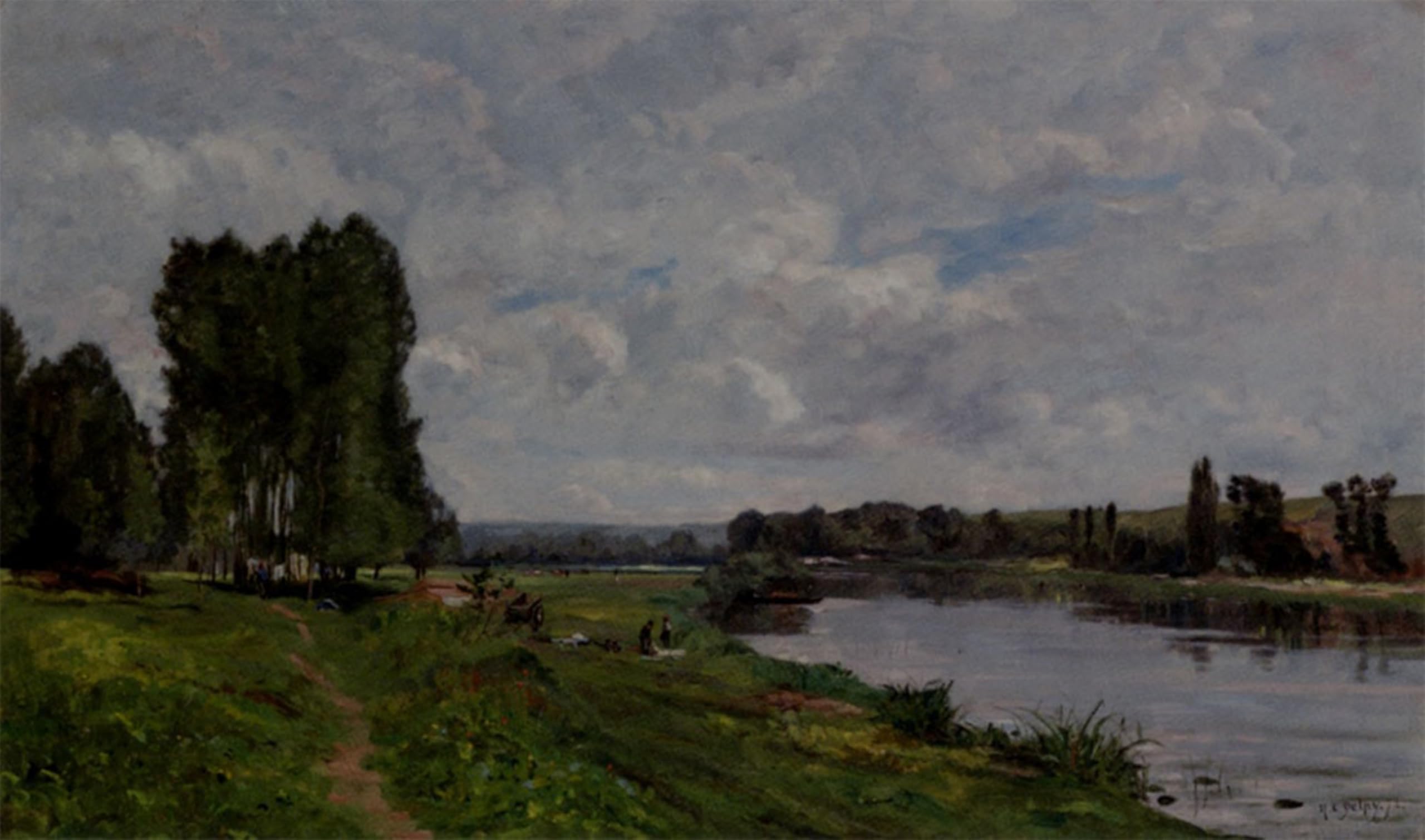 ARTXLXXBN Famous Print Painting Colorful Art Print Washerwoman on the Riverbank Hippolyte Camille Delpy Canvas Art Decorations for Home Decor 60x90cm