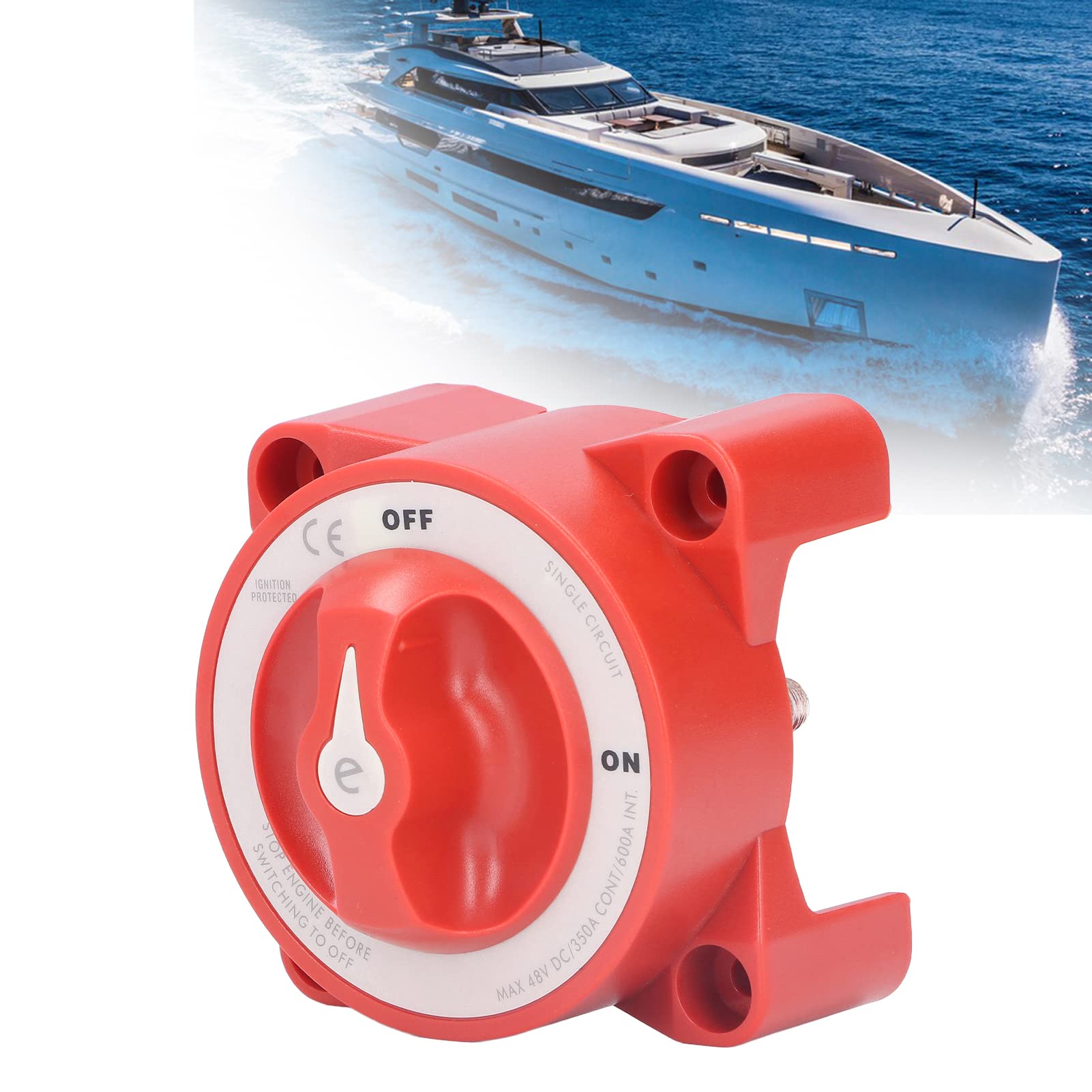 KIMISS Blue Sea Interrupteur de batterie 350 A 48 V DC Type bouton isolateur de déconnexion d'alimentation à circuit unique pour bateau, voiture, camion, remorque, camping-car