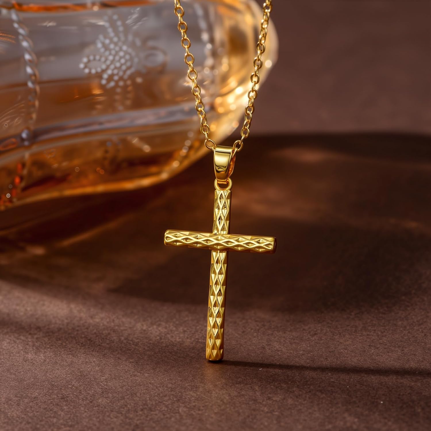 14K Gold Cross Necklace for Women Elegent Gold Cross Pendant Necklace Religious Jewelry Gift - Image 3
