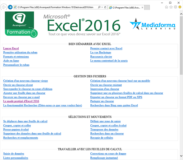 Formation à Excel 2016 [Téléchargement]