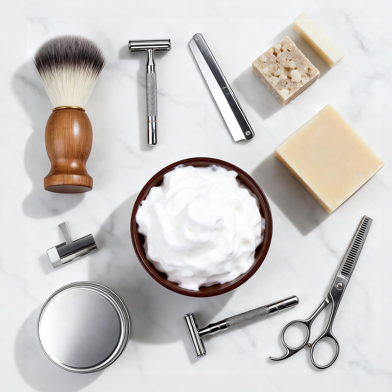 Bol Crème Raser Bois, Couvercle Tasse Savon Mousse, Outil Nettoyage Soins Barbe Homme (97 x 53 mm)