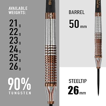Harrows Toro 90% Tungsten Steel Tip Darts Set 22g, 23g, 24g & 25g - Includes Supergrip Carbon Midi Shafts & new 100 Micron Toro Flights