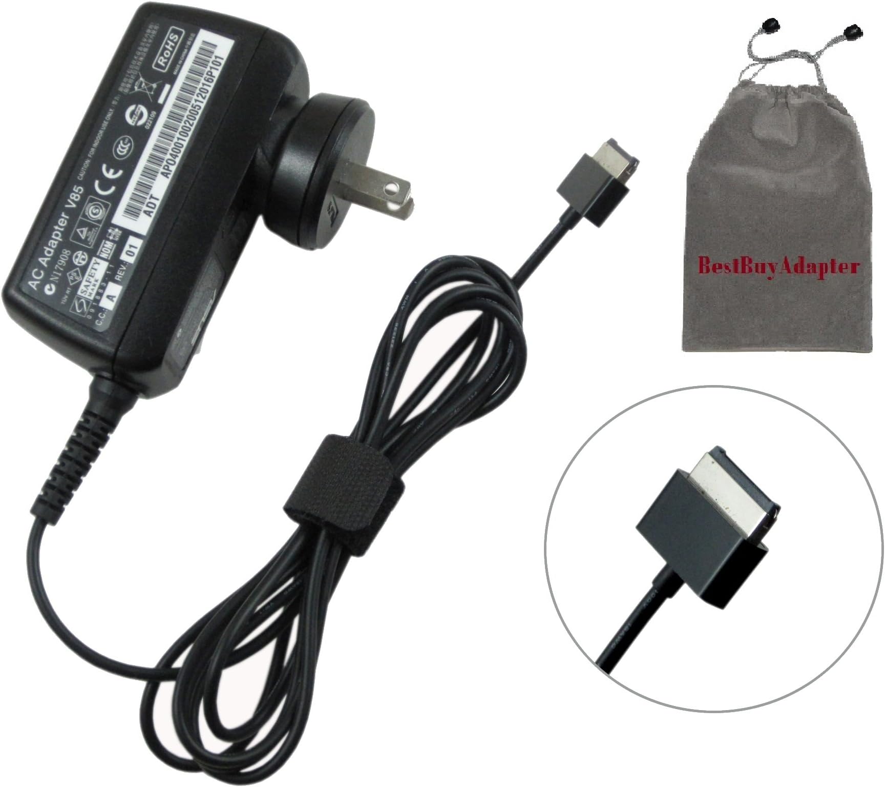 Bundle:3 items - Adapter/Free Carry Bag/Power Cord: Asus 18W 15V 1.2A AC Adapter replacement for Asus Eee Pad : ASUS 15V 1.2A 18W Adapter, 04G26E000101-14001-00030200, 90-XB2WOKPW00000Y,90-OK06AD00010Y, 90-0K06AD00020Y, AD827M, EPAD-02,TABPOWUS1,04G26E000101,04G26E000102,0A001-00100000,0A001-00100200, 0A001-00100800,0A001-00100900,0A001-00100600, 0A001-00101100, 0A200-00020700,100% Compatible with P/N: 4G26E000101-14001-00030200,90-XB2WOKPW00000Y,0A200-00020700