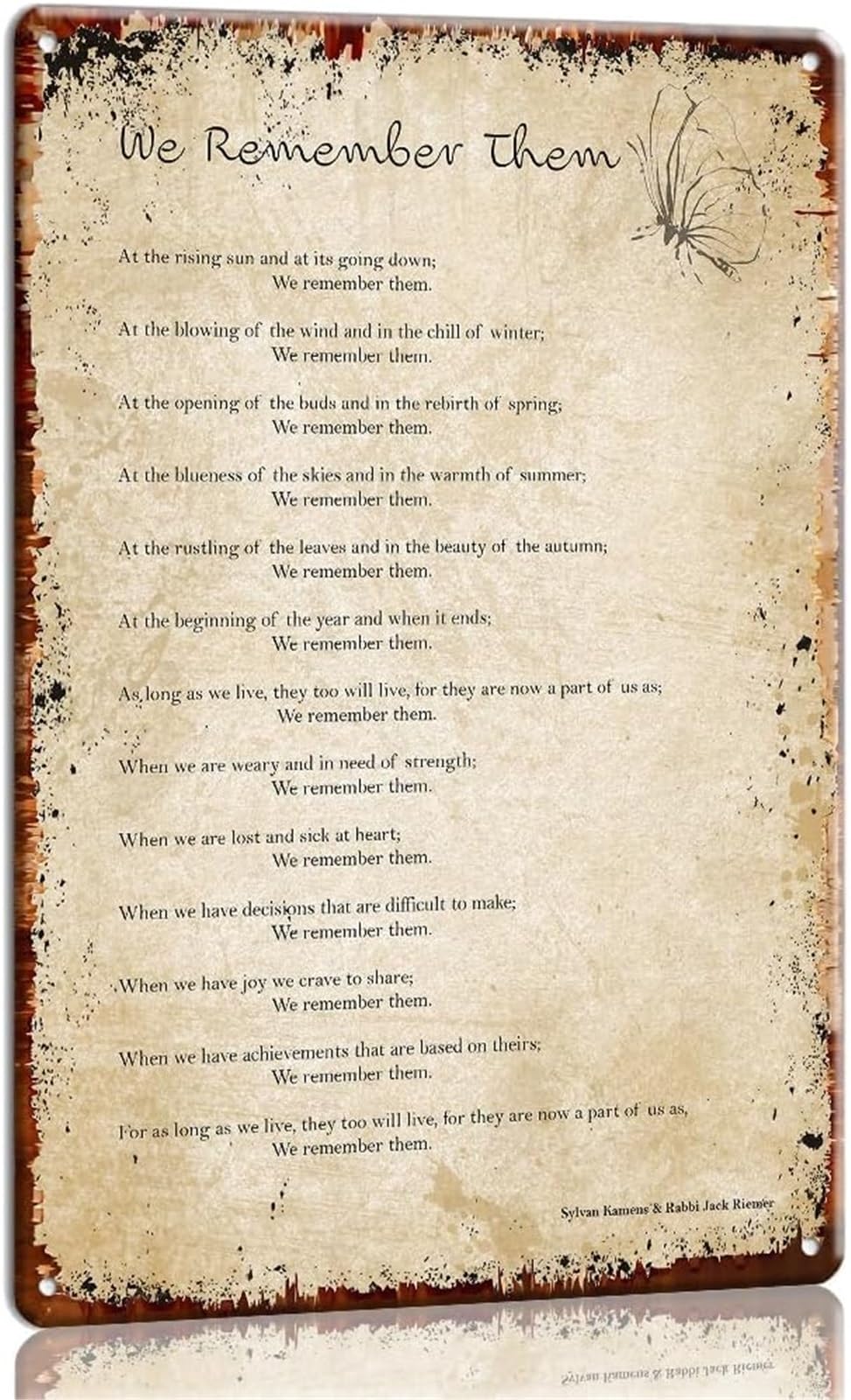 NWPNLXEA In Memory We Remember Them Poem Metal Tin Sign Memorial Wall Decor for Home or Office 8 X 12 in