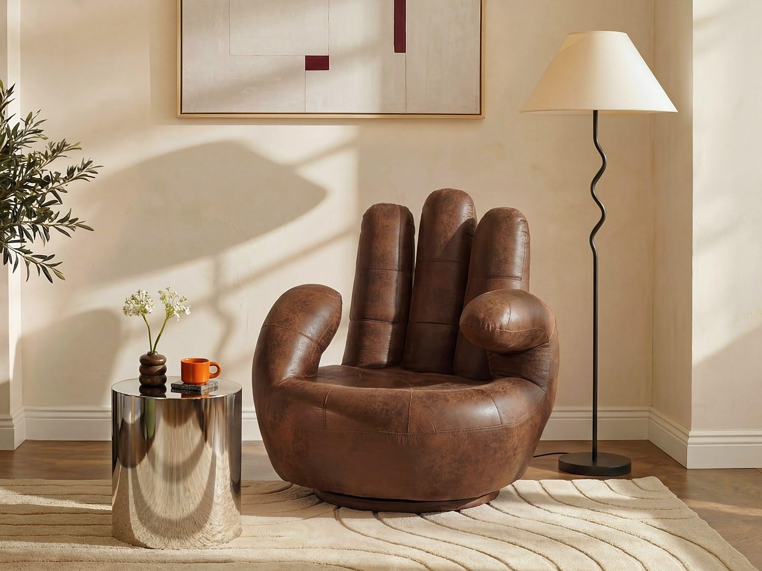 Vente-unique - Fauteuil Main pivotant Catchy en Microfibre vieillie