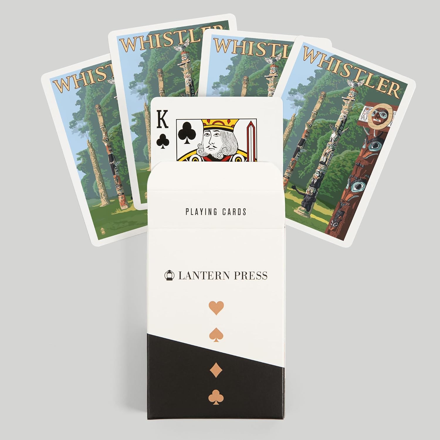 Lantern Press Whistler, BC, Canada, Totem Poles, 52 Playing Cards for Adults, Poker Size Card Deck