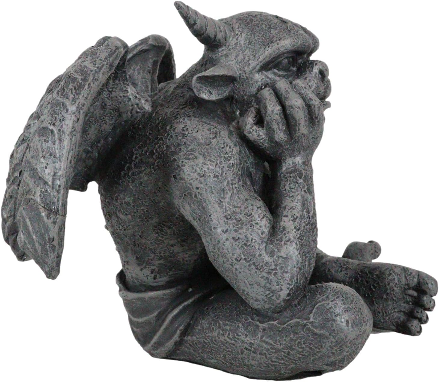 Ebros Horned Gargoyle The Dreamer Figurine Sitting Statue 6.5 Inch Long Le Penseur Thinker Stoic Watchman As Talisman of Protection Fairy Garden Accessory DIY Renaissance Or Medieval Collectible