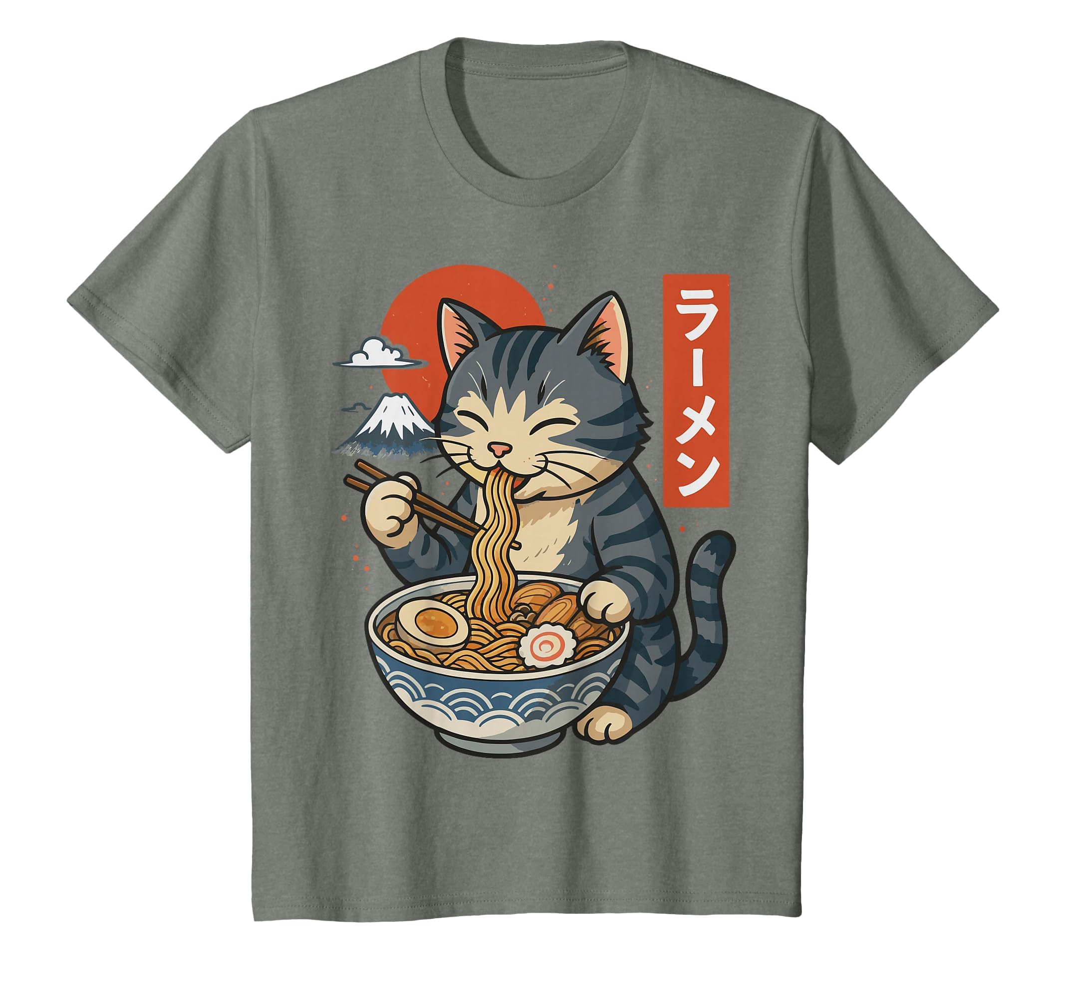Anime Cat Eating Ramen Retro Kawaii Ramen Cat T-Shirt