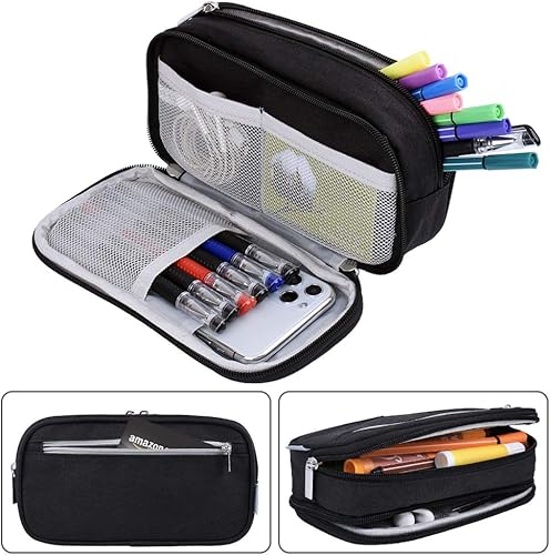 Miniatura 3 de Estuche grande para lápices de gran capacidad, bolsa para lápices con 3 múltiples comparaciones, soporte para bolígrafos de alto almacenamiento