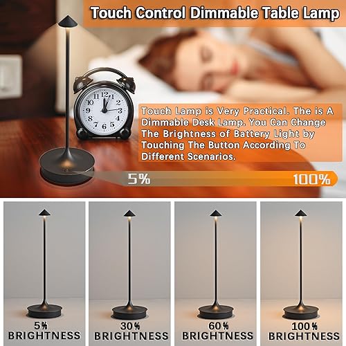 Miniatura 7 de Cordless Table Lamp Rechargeable LED Table Lamps Battery Operated 4000mAh Touch Dimmable Wireless Lamp Waterproof Portable Outdoor Table Light for