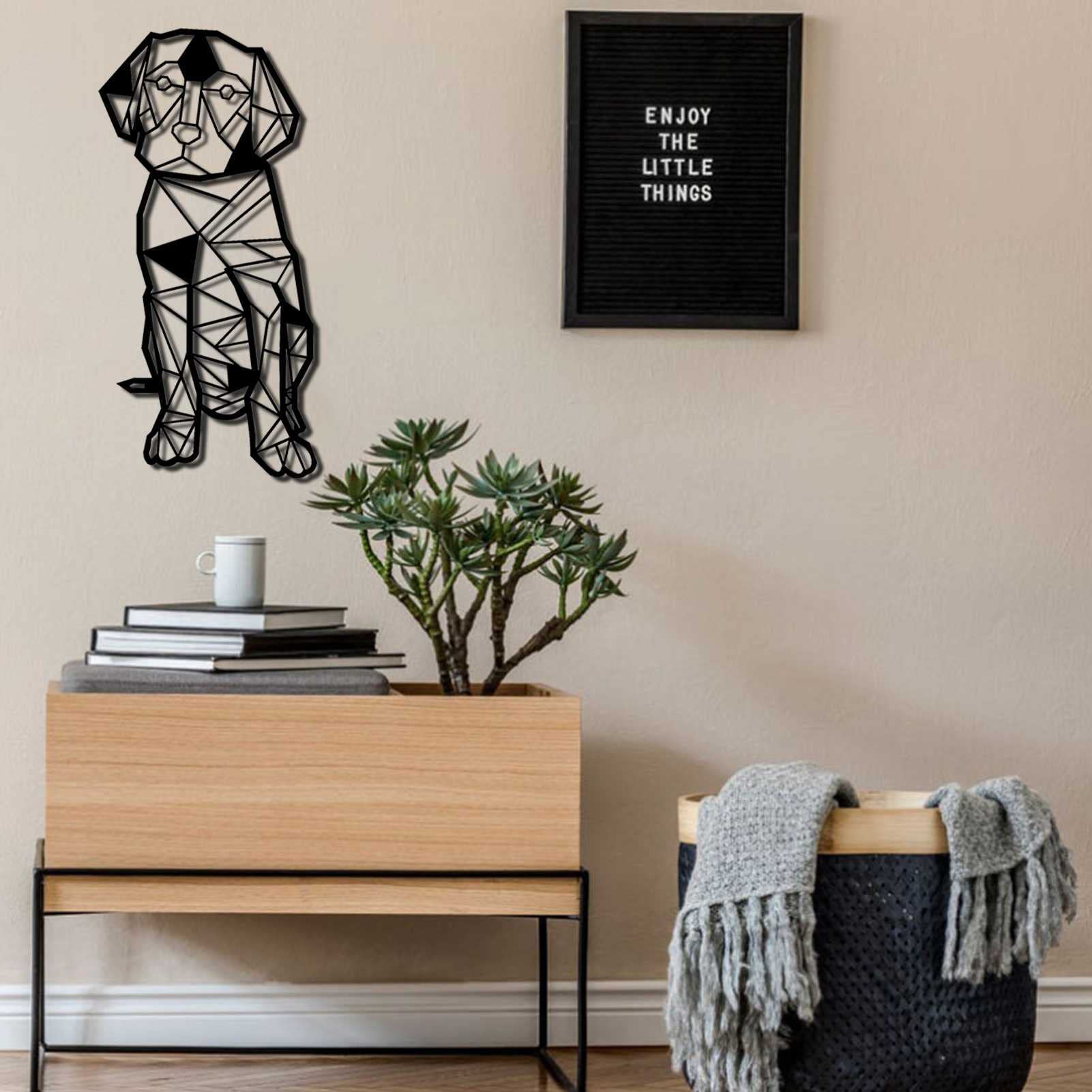 Moderne Metall-Wandskulptur: Minimalistischer Hund Aus Draht – Elegante Deko Für Wohnung & Büro