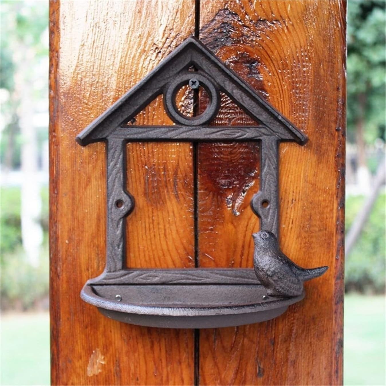 Karmnik dla Dzikich Ptaków Bird Feeder Rustykalny Żeliwny Karmnik Dla Ptaków Dom Naścienny Miska Do Przechowywania Z Figurkami Wystrój Ogrodu Wróbli
