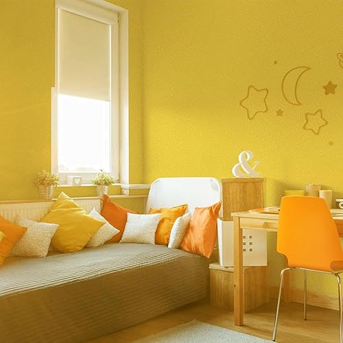 Miniatura 318 de Abyssaly - Papel tapiz amarillo para despegar y pegar, extraíble, para dormitorio de niñas, autoadhesivo, textura de seda en relieve, papel adhesivo