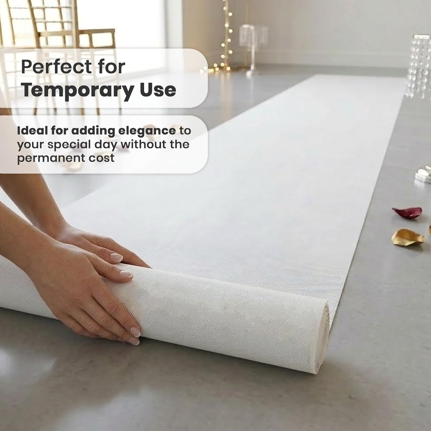 LEMONSODA White Carpet Floor Runner Hollywood Party Decoration Fabric 100 GSM (White, 3x50 Feet)