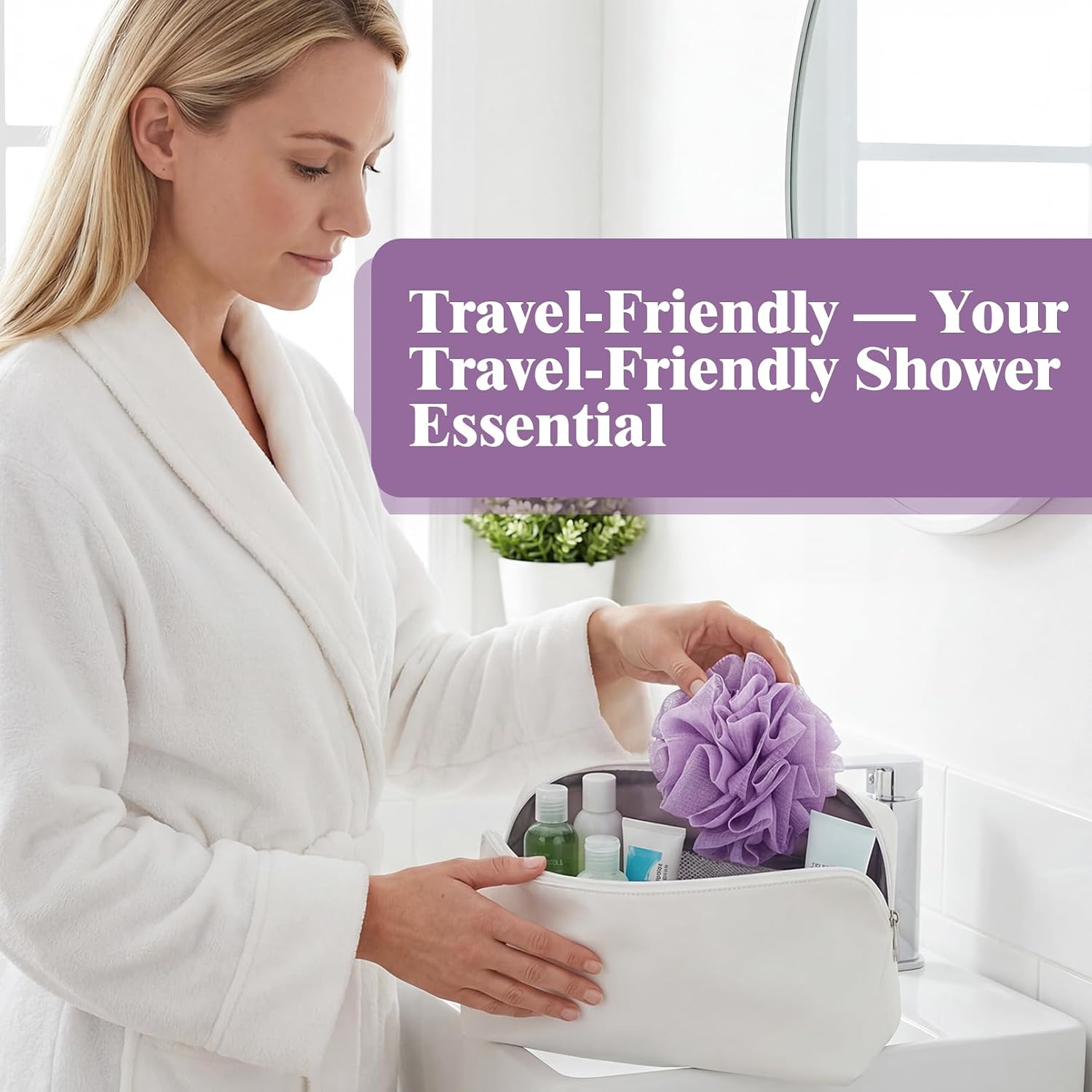 3-Pack 2-in-1 Loofah Washcloth Combo, Soap Saver Pouch with Bar Soap Pocket, Exfoliating Reusable Shower Sponge for Body Cleansing & Smooth Skin (Green, Purple, Khaki)