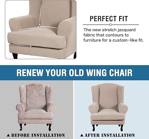 Miniatura 4 de H.VERSAILTEX - 2 fundas protectoras de licra suave Jacquard para respaldo de silla, lavable a máquina