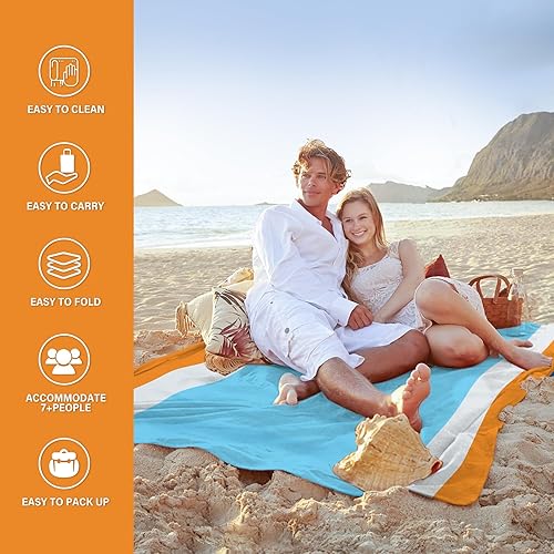 Miniatura 31 de Beach Blanket Oversized Extra Large 78" X 81",Waterproof Sandproof Beach Blanket 1-7 Adults Lightweight Durable for Travel Camping Hiking Picnic