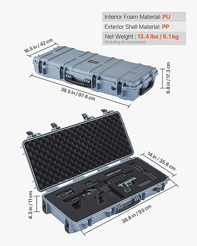 Miniatura 91 de VEVOR Rifle Case, Rifle Hard Case with 4 Layers Fully-protective Foams, Lockable Hard Gun Case with Wheels, IP67 Waterproof & Crushproof, for Rifles