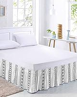 Vista 2 de Falda de cama bohemia tamaño King de 18 pulgadas de caída, ajustable y elástica, plisada, con volantes de lujo para cama individual, matrimonial