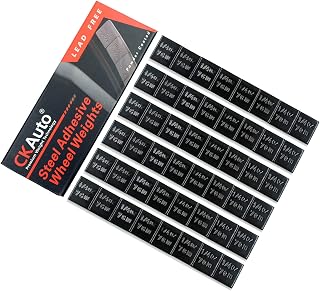 CKAuto 1/4oz Black Adhesive Stick-On Wheel Weights, EasyPeel Low Profile, 48pcs 12oz Box for Cars Trucks SUVs Motorcycles RC Cars - Lead-Free OEM Quality