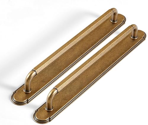 Goo-Ki 2 Pack Cabinet Pulls with Backplate/Spacer Antique Brass Drawer Handles, 