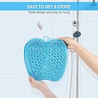 Vista 7 de BESKAR Esterilla para pies de ducha más grande con ventosas antideslizantes: limpia, suaviza, exfolia y masajea tus pies sin doblarse, circulación