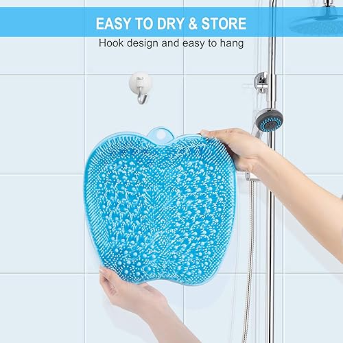 Miniatura 7 de BESKAR Esterilla para pies de ducha más grande con ventosas antideslizantes limpia, suaviza, exfolia y masajea tus pies sin doblarse, circulación