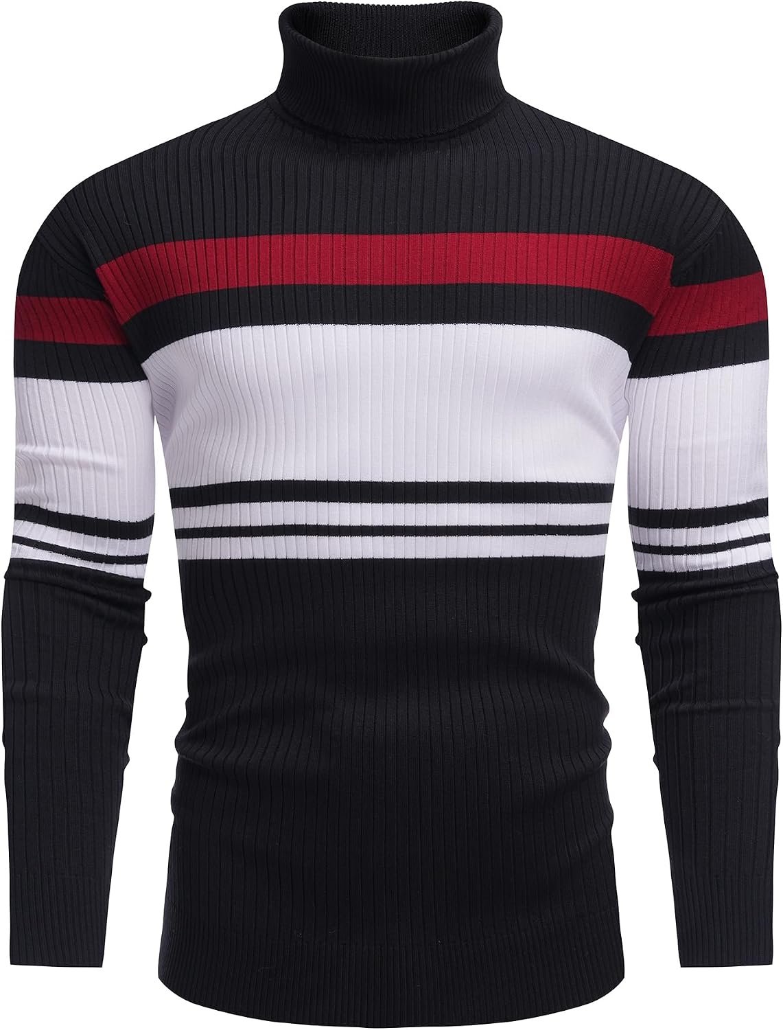 Amussiar Men's Turtleneck Sweater Slim Fit Cotton Knitted Pullover Sweater Casual Lightweight Long Sleeve Top