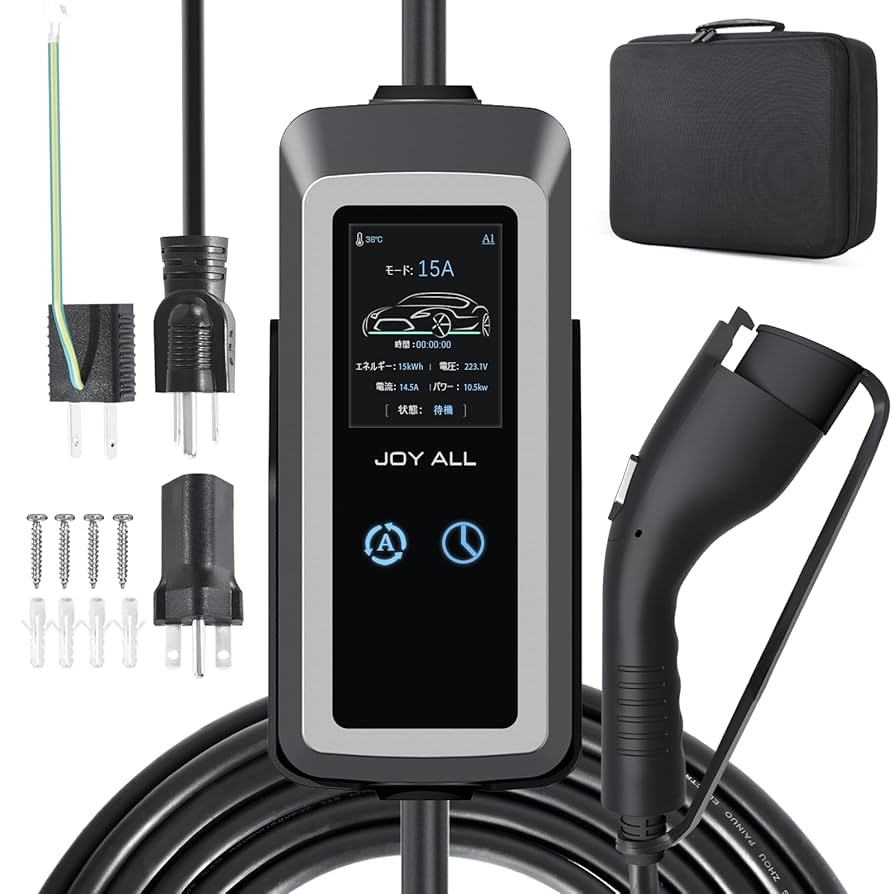 joy all 電気自動車充電器 110V-240V EV 充電ケーブル Amazon | joy all「2025新上場 EV充電 器 家庭 用」4つ電流