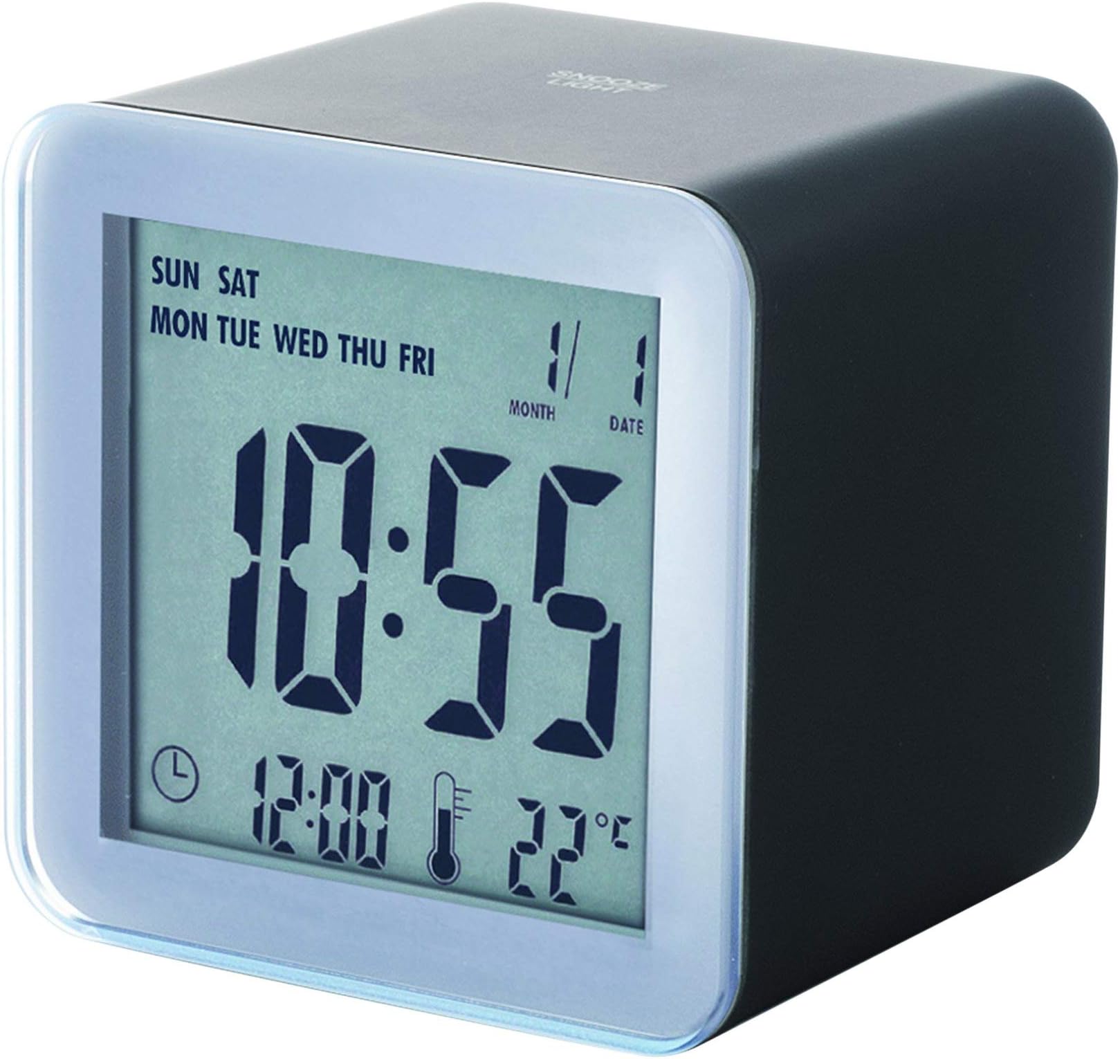 Lexon LR103P Cube LCD Alarm Clock, Black, 5,5 x 5,5 x 5,5 cm