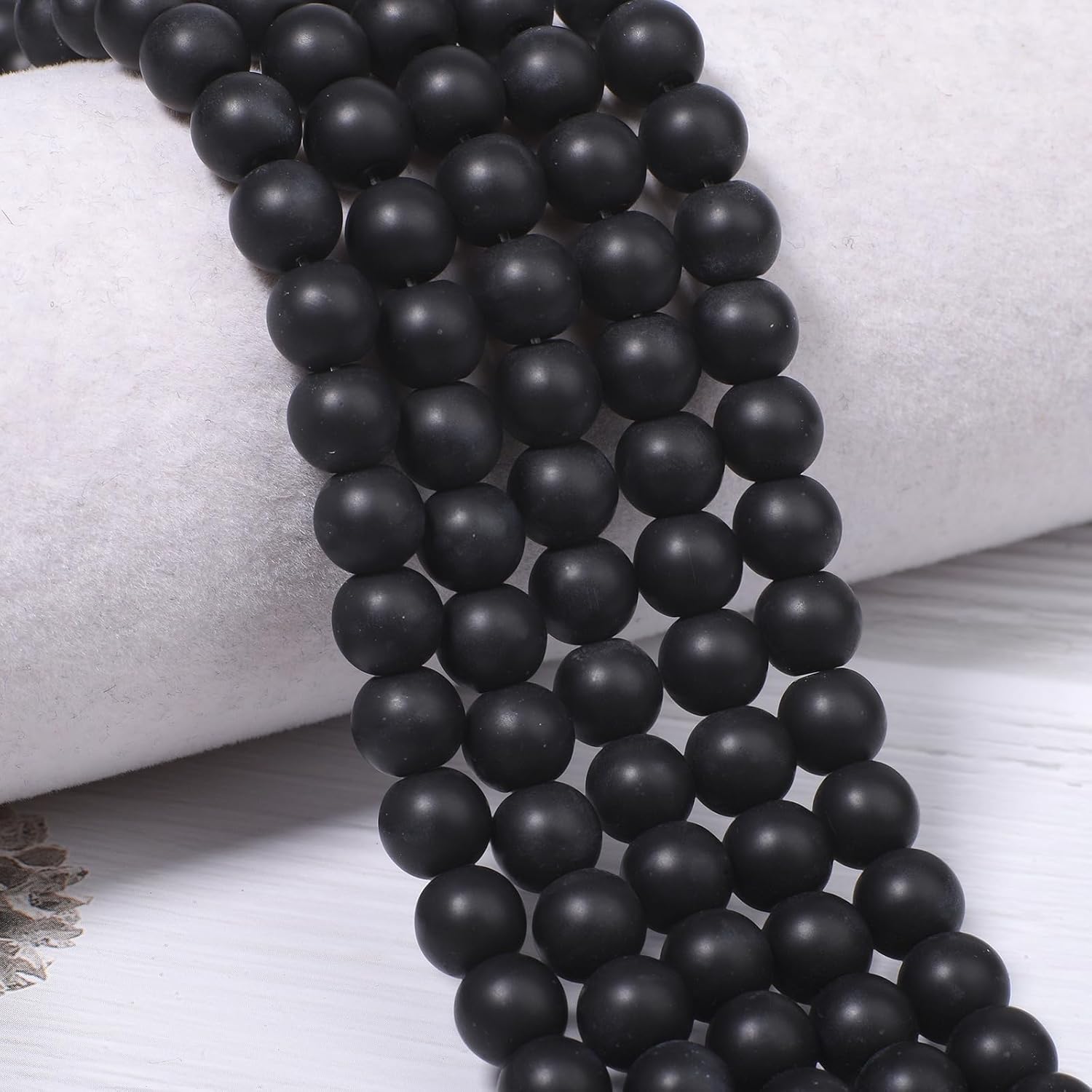 100Pcs 10mm Matte Black Onyx Agate Beads for Jewelry Making, Natural Round Loose Gemstone Stone Bead for Necklace Bracelets, Crafts for Adults with Crystal Stretch Cord - Image 4