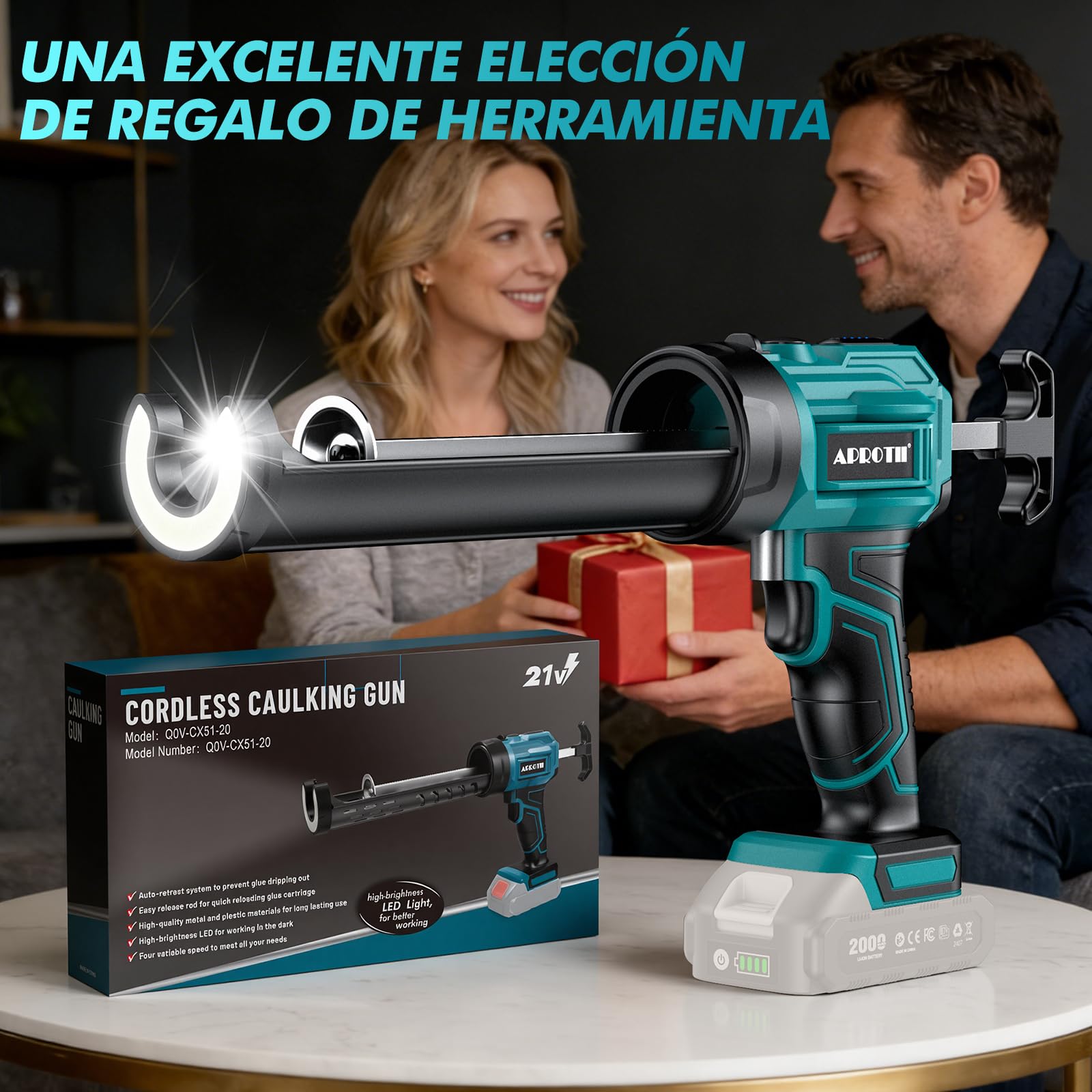 Pistola Silicona Eléctrica Compatible con 18V-Makita Baterías | Pistola Silicona Bateria con Luces LED, Pistola Silicona Bateria Profesional para 300 ml de Calafateo (Baterías no Incluidas)