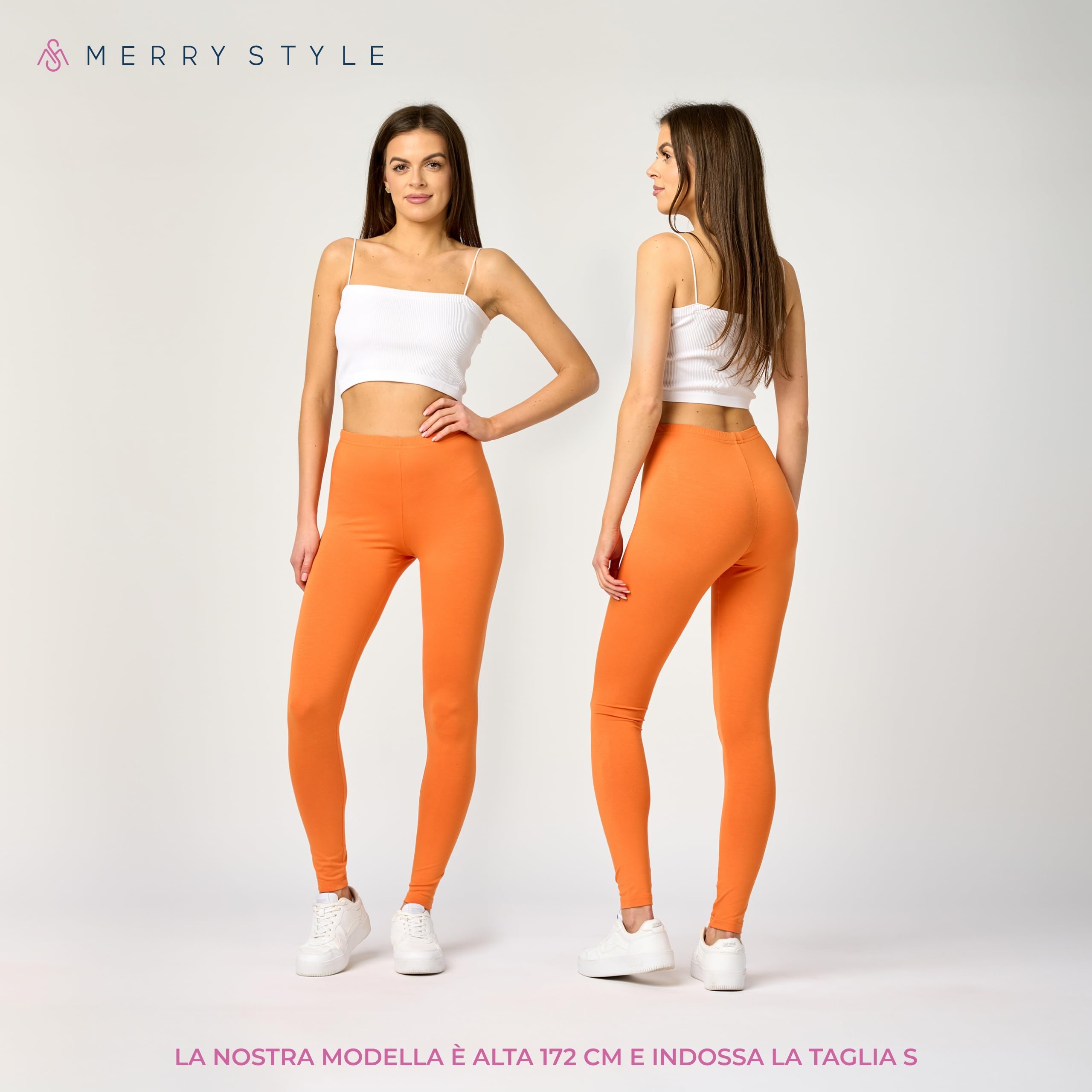 Merry Style Leggings Lunghi Donna in Viscosa con Elastan Ampia Pantaloni Donna Banda Elastica Leggins Donna per Casa Palestra Tempo Libero MS10-143