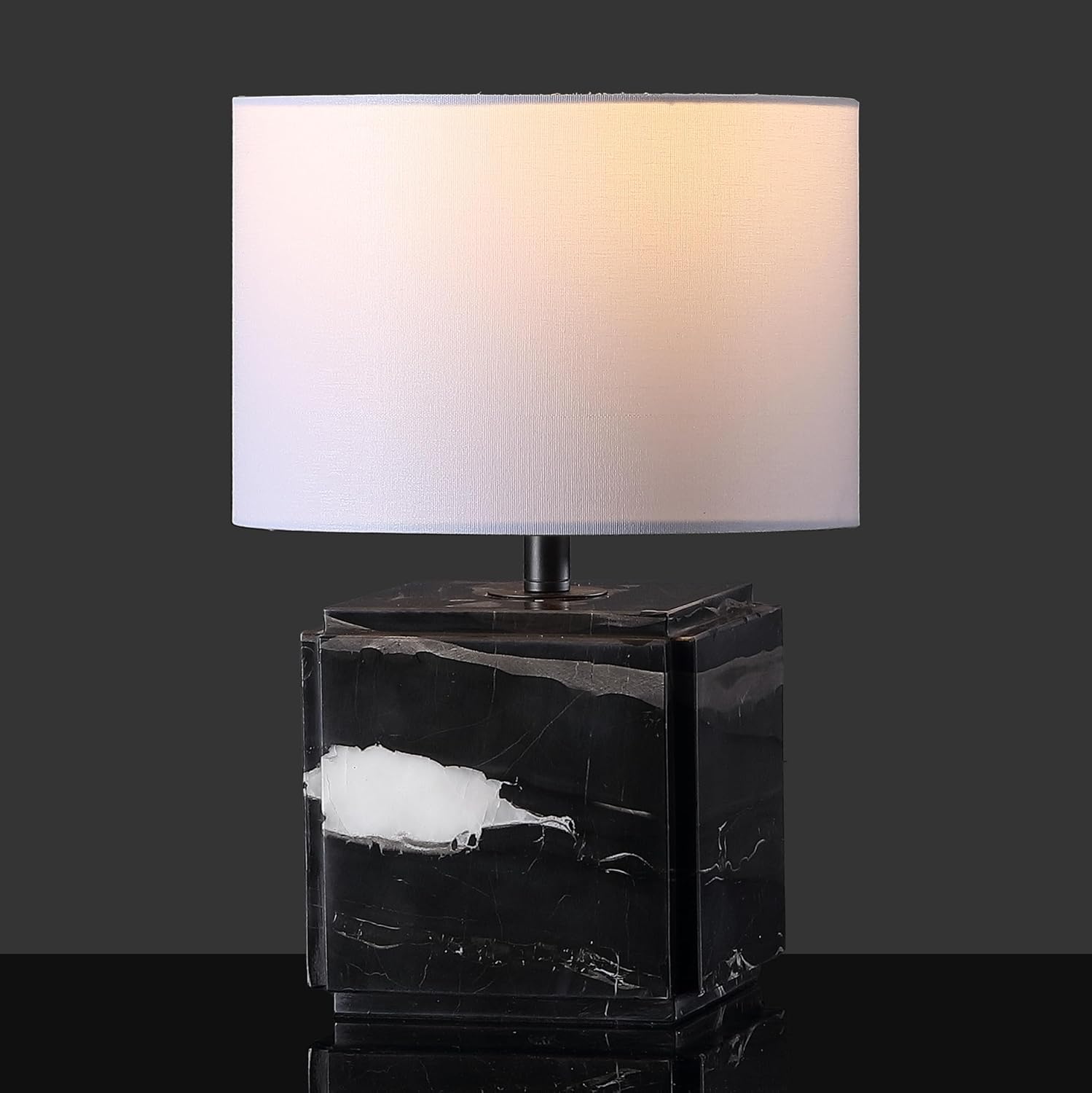 SAFAVIEH Couture Lighting Collection Zahra Black/White Marble 15-inch Dimmable Table Lamp for Bedroom Living Room Home Office Desk Nightstand (LED Bulb Included)