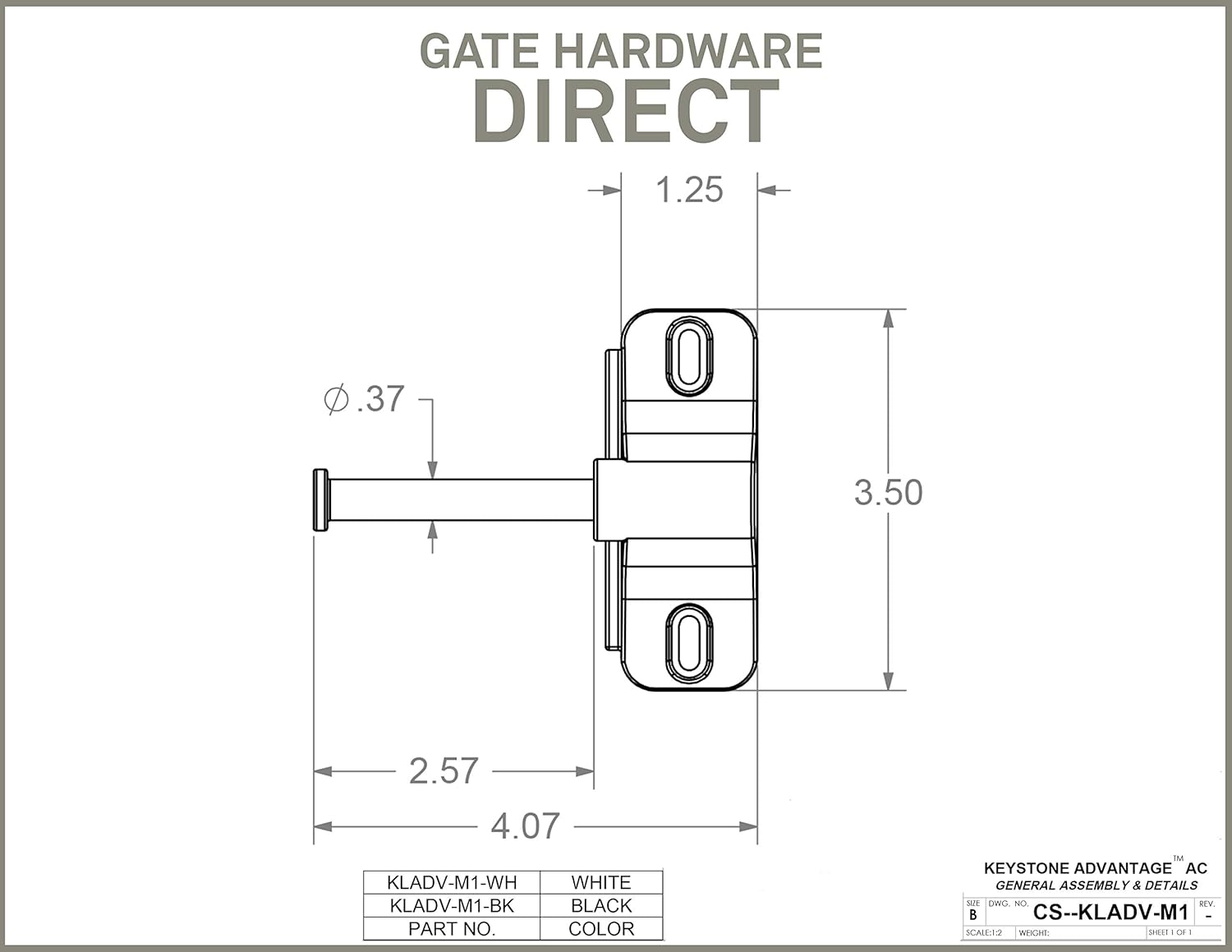 Keystone Black Zinc Diecast Metal Key-Lockable Latch | 1 Sided | Keyed Alike | KLADV-M1-BK-KA