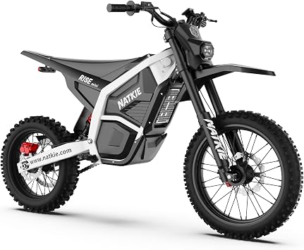 natkie Electric Dirt Bike for Adults Teens, 52Mph Max Speed 5700 Peak Watts Mid-Drive Motor, 60V30Ah Battery with 62 Miles Max Range, 17/14 Off-Road Tires, Hydraulic Brakes&Dual Shock Absorption