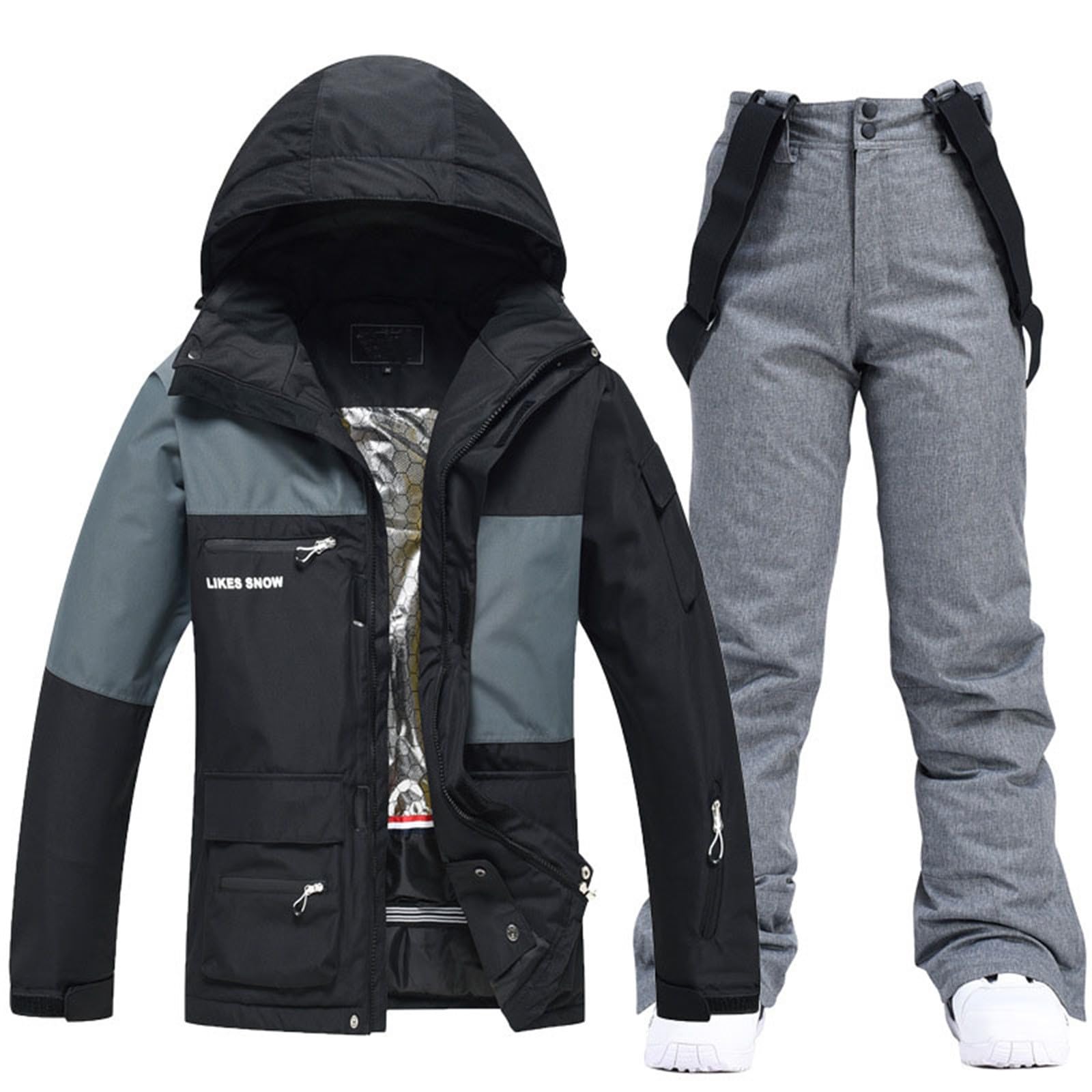 Sunnyuk Completo da Sci Uomo Salopette Termico Impermeabili Tuta Montagna Intera Completo da Snowboard Elegante Curvy Invernale da Sci da Neve