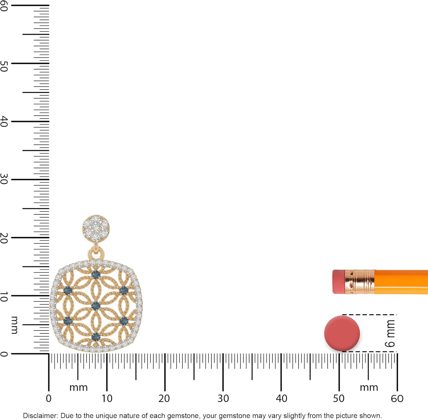 Natural Gemstone with Moissanite Designer Square Pendant Necklaces for Women in Silver/18K Yellow/Rose Gold Vermeil,Birthstone Jewelry Gifts for Her Birthday,Anniversary,Christmas - Image 3