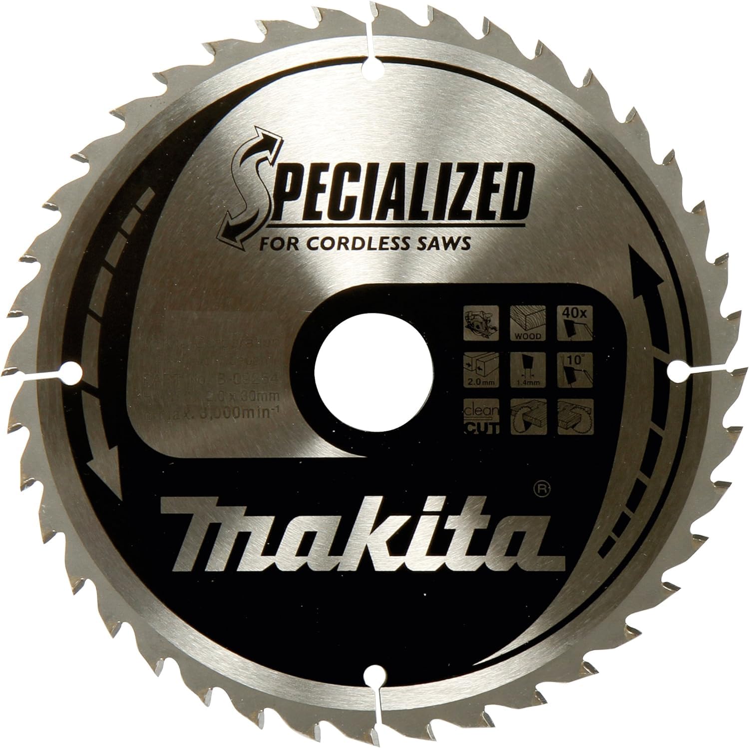 Makita B-33255 Hoja de sierra circular Specialized TCT 180 x 30 mm 60T Aluminio