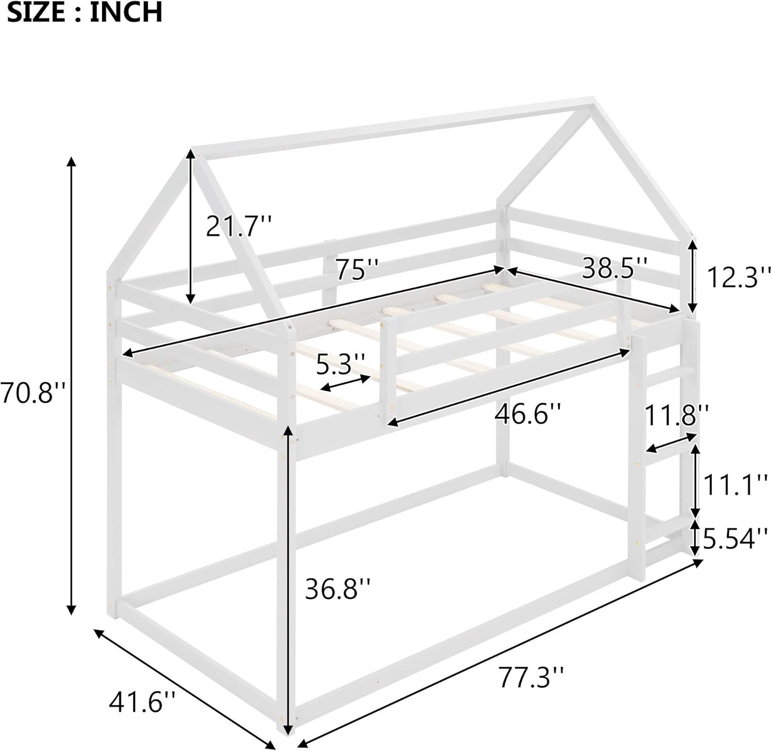 Black Friday - 80% OFF Harper & Bright Designs Low bunk Bed Twin Over Twin , Wood Bunk Beds with Guard Rail for Kids, Toddlers, House Bed with Ladder ,No Box Spring Needed ,White Black Friday Sale 2022 Harper & Bright Designs Low bunk Bed Twin Over Twin , Wood Bunk Beds with Guard Rail for Kids, Toddlers, House Bed with Ladder ,No Box Spring Needed ,White