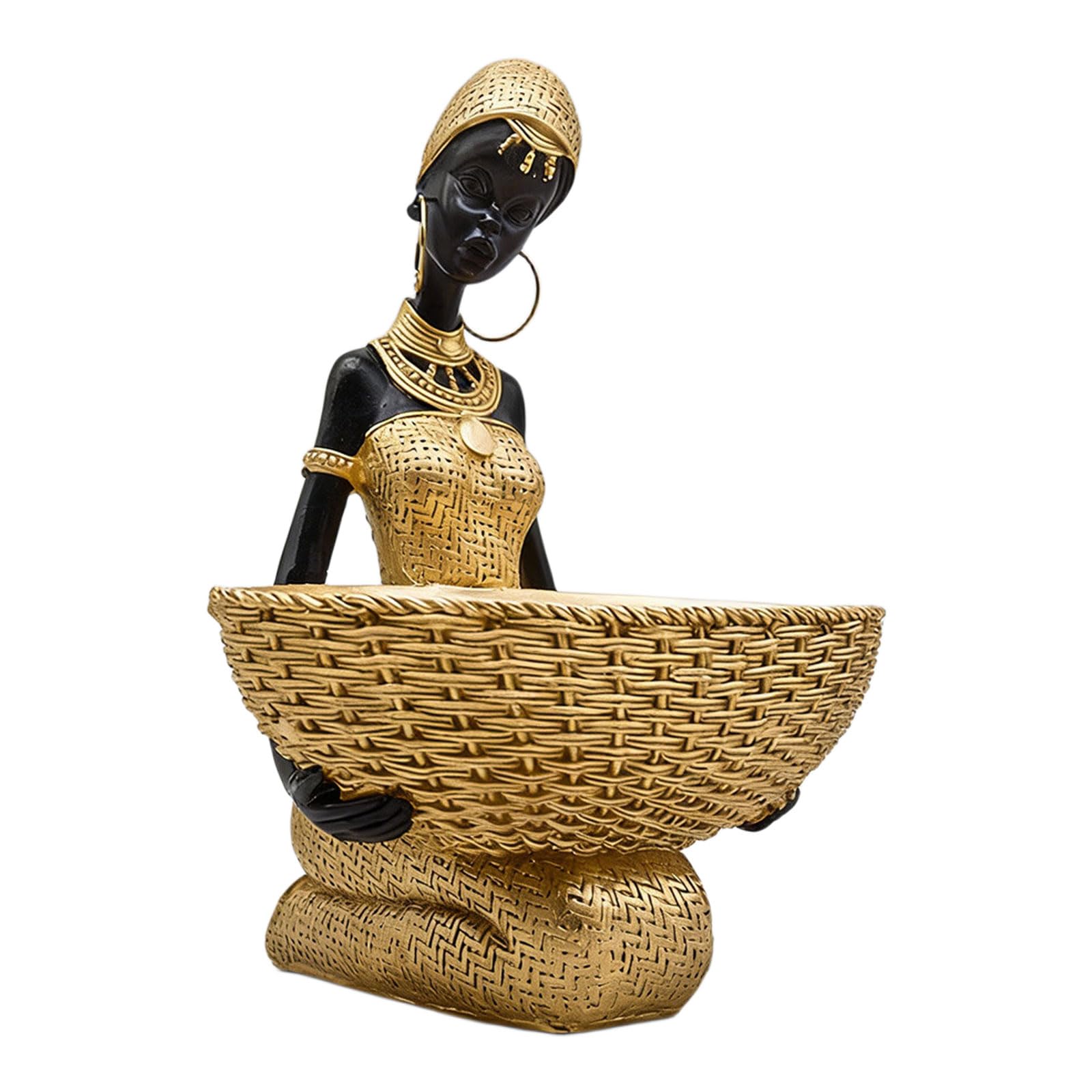Btgghytr Handcrafted Resin African Maiden Statue Showcasing Ornamental Tray Functional and Sophisticated Home Decoration Piece Stylish Countertop Planner