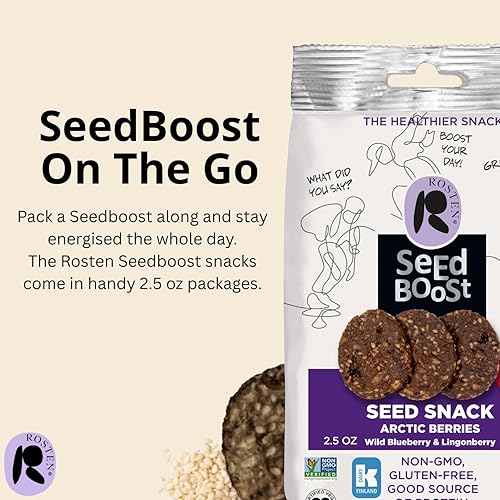 Miniatura 5 de ROSTEN SeedBoost Seed Crackers (paquete de 8) sabor a bayas árticas con arándanos silvestres y arándanos rojos, veganas, sin OMG, sin gluten (2.5