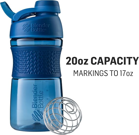 BlenderBottle SportMixer Shaker Bottle Perfect for Protein Shakes and Pre Workout, 20-Ounce, Plum & 2-in-1 Shaker Bottle and Straw Cleaning Brush, 1 Pack,Gray