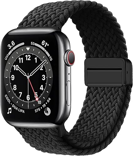 Miniatura 9 de Sport Solo Loop, compatible con correas de Apple Watch de 1.61, 1.57, 1.496 pulgadas, para mujeres y hombres, correa trenzada de nailon elástica