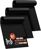 Buself 3 Pack Oven Liners 17x25 Inch Non-Stick Reusable Mats for Electric Gas Toaster Ovens - Heavy Duty BPA PFOA Free Dishwasher Safe Black