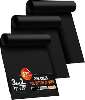 Buself 3 Pack Oven Liners 17x25 Heavy Duty Non-Stick Reusable Mats - BPA PFOA Free, Dishwasher Safe for Gas Electric Ovens