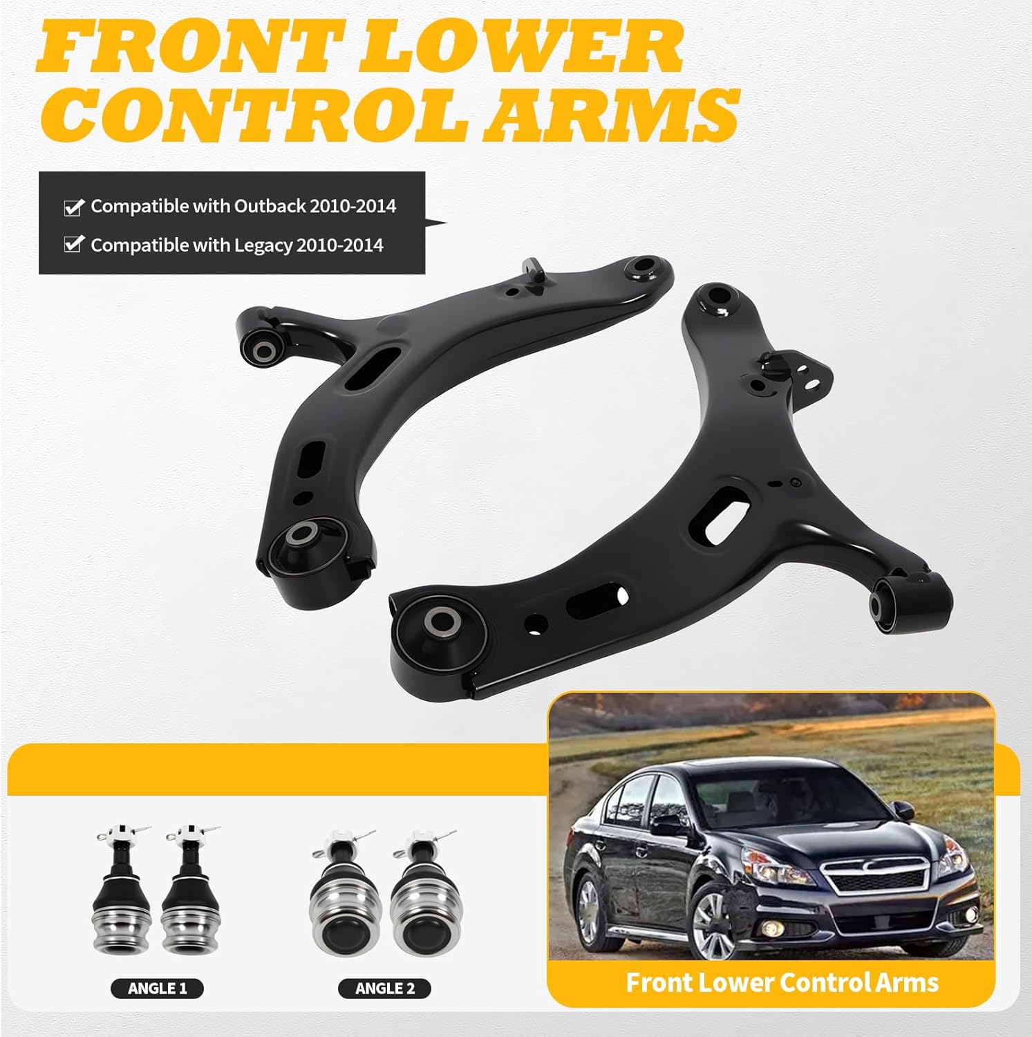 20202AJ05A 2 Pcs Front Lower Control Arms with Ball Joint & Bushing Compatible with Outback Legacy 2010-2014