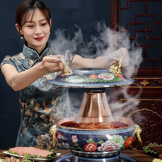 Olla de Cobre Beijing Hot Pot Tradicional China 34cm miniatura 2